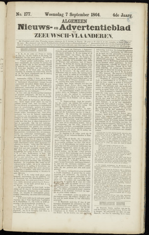 Ter Neuzensche Courant / Neuzensche Courant / (Algemeen) nieuws en advertentieblad voor Zeeuwsch-Vlaanderen 1864-09-07