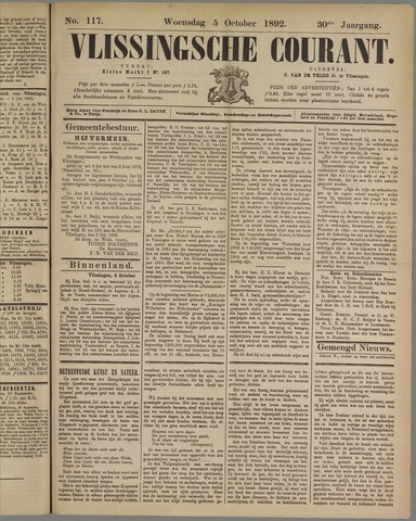 Vlissingse Courant 1892-10-05