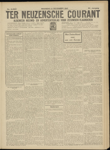 Ter Neuzensche Courant / Neuzensche Courant / (Algemeen) nieuws en advertentieblad voor Zeeuwsch-Vlaanderen 1941-12-08