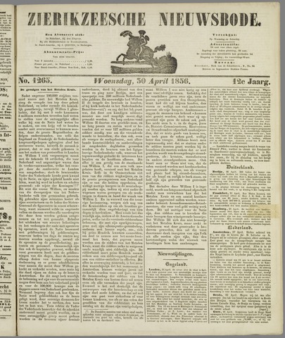 Zierikzeesche Nieuwsbode 1856-04-30