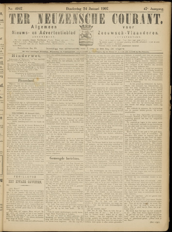 Ter Neuzensche Courant. Algemeen Nieuws- en Advertentieblad voor Zeeuwsch-Vlaanderen / Neuzensche Courant ... (idem) / (Algemeen) nieuws en advertentieblad voor Zeeuwsch-Vlaanderen 1907-01-24