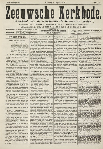 Zeeuwsche kerkbode, weekblad gewijd aan de belangen der gereformeerde kerken/ Zeeuwsch kerkblad 1919-04-04