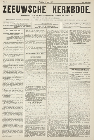 Zeeuwsche kerkbode, weekblad gewijd aan de belangen der gereformeerde kerken/ Zeeuwsch kerkblad 1937-06-11