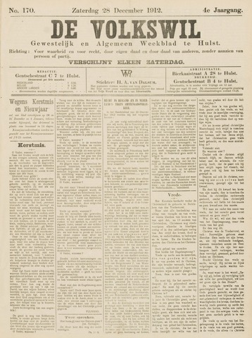 Volkswil/Natuurrecht. Gewestelijk en Algemeen Weekblad te Hulst 1912-12-28