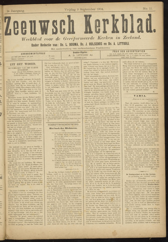 Zeeuwsche kerkbode, weekblad gewijd aan de belangen der gereformeerde kerken/ Zeeuwsch kerkblad 1904-09-09