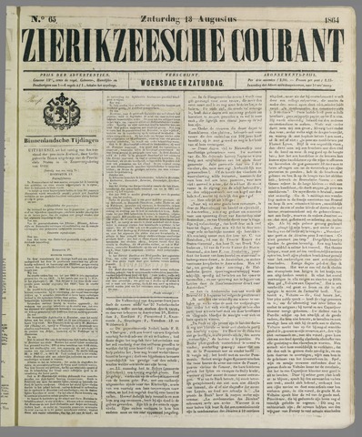 Zierikzeesche Courant 1864-08-13