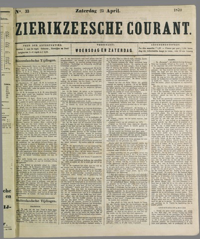 Zierikzeesche Courant 1870-04-23