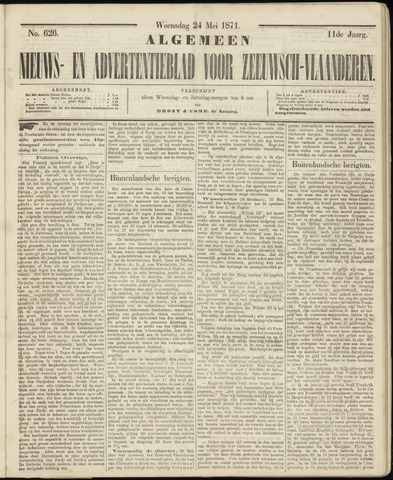 Ter Neuzensche Courant. Algemeen Nieuws- en Advertentieblad voor Zeeuwsch-Vlaanderen / Neuzensche Courant ... (idem) / (Algemeen) nieuws en advertentieblad voor Zeeuwsch-Vlaanderen 1871-05-24