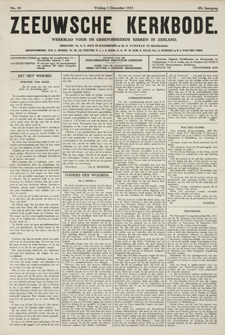 Zeeuwsche kerkbode, weekblad gewijd aan de belangen der gereformeerde kerken/ Zeeuwsch kerkblad 1933-12-01