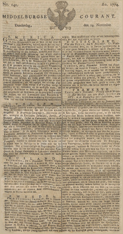 Middelburgsche Courant 1774-11-24