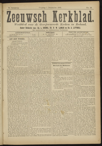 Zeeuwsche kerkbode, weekblad gewijd aan de belangen der gereformeerde kerken/ Zeeuwsch kerkblad 1905-12-01