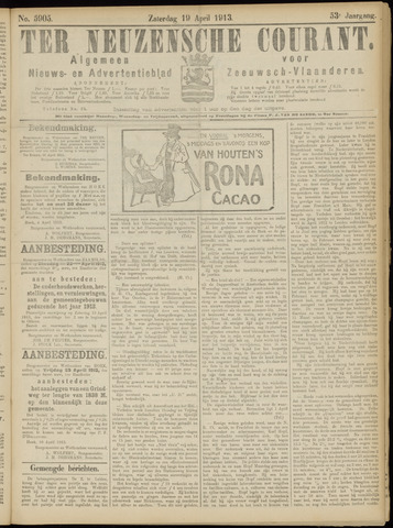 Ter Neuzensche Courant / Neuzensche Courant / (Algemeen) nieuws en advertentieblad voor Zeeuwsch-Vlaanderen 1913-04-19