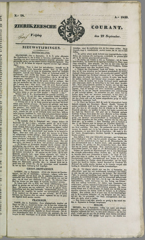 Zierikzeesche Courant 1839-09-27