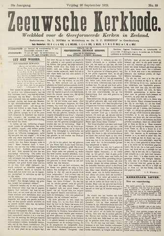 Zeeuwsche kerkbode, weekblad gewijd aan de belangen der gereformeerde kerken/ Zeeuwsch kerkblad 1919-09-26