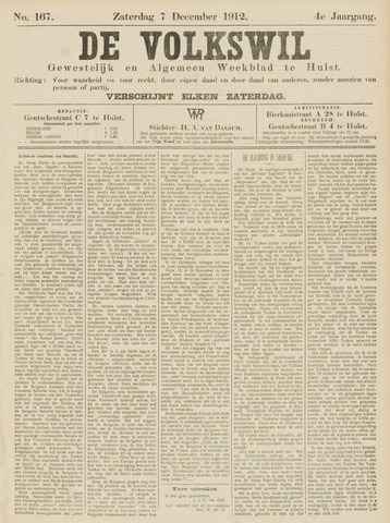 Volkswil/Natuurrecht. Gewestelijk en Algemeen Weekblad te Hulst 1912-12-07