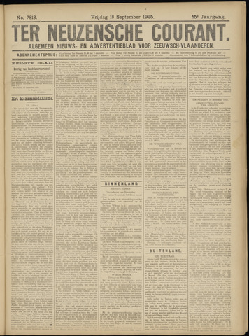 Ter Neuzensche Courant / Neuzensche Courant / (Algemeen) nieuws en advertentieblad voor Zeeuwsch-Vlaanderen 1925-09-18