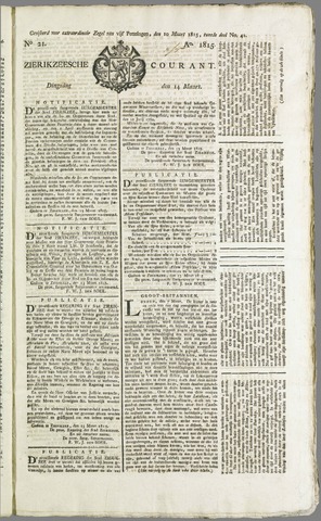 Zierikzeesche Courant 1815-03-14