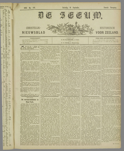De Zeeuw. Christelijk-historisch nieuwsblad voor Zeeland 1893-09-16