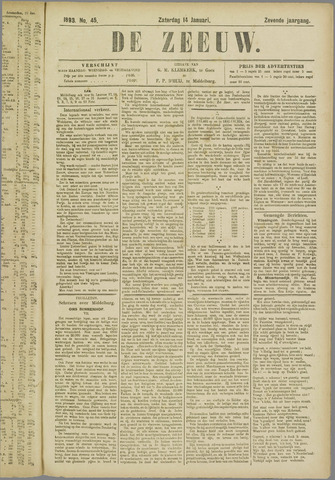 De Zeeuw. Christelijk-historisch nieuwsblad voor Zeeland 1893-01-14