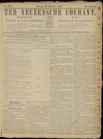 Ter Neuzensche Courant / Neuzensche Courant / (Algemeen) nieuws en advertentieblad voor Zeeuwsch-Vlaanderen 1913-09-30