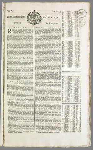 Zierikzeesche Courant 1815-08-08