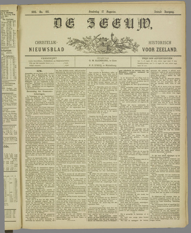 De Zeeuw. Christelijk-historisch nieuwsblad voor Zeeland 1893-08-17