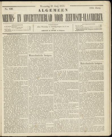 Ter Neuzensche Courant. Algemeen Nieuws- en Advertentieblad voor Zeeuwsch-Vlaanderen / Neuzensche Courant ... (idem) / (Algemeen) nieuws en advertentieblad voor Zeeuwsch-Vlaanderen 1871-06-28