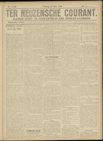 Ter Neuzensche Courant / Neuzensche Courant / (Algemeen) nieuws en advertentieblad voor Zeeuwsch-Vlaanderen 1925-05-22