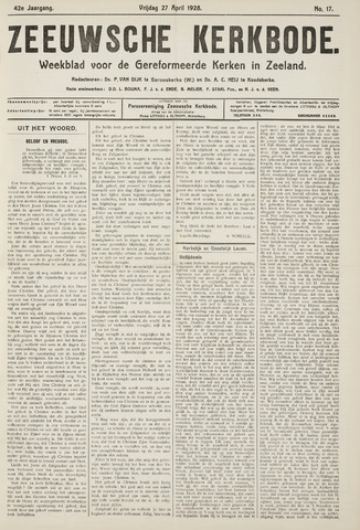 Zeeuwsche kerkbode, weekblad gewijd aan de belangen der gereformeerde kerken/ Zeeuwsch kerkblad 1928-04-27
