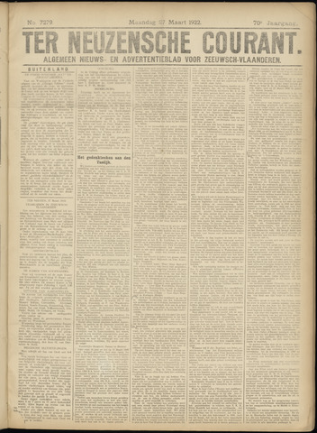Ter Neuzensche Courant / Neuzensche Courant / (Algemeen) nieuws en advertentieblad voor Zeeuwsch-Vlaanderen 1922-03-27