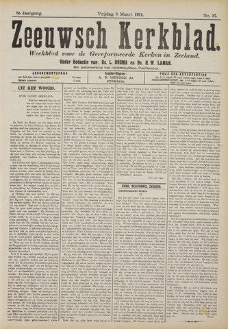 Zeeuwsche kerkbode, weekblad gewijd aan de belangen der gereformeerde kerken/ Zeeuwsch kerkblad 1911-03-03