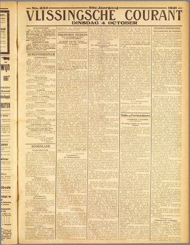 Vlissingse Courant 1921-10-04