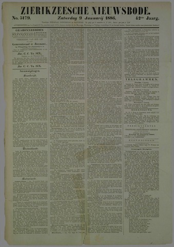 Zierikzeesche Nieuwsbode 1886-01-09