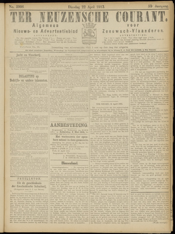 Ter Neuzensche Courant / Neuzensche Courant / (Algemeen) nieuws en advertentieblad voor Zeeuwsch-Vlaanderen 1913-04-22