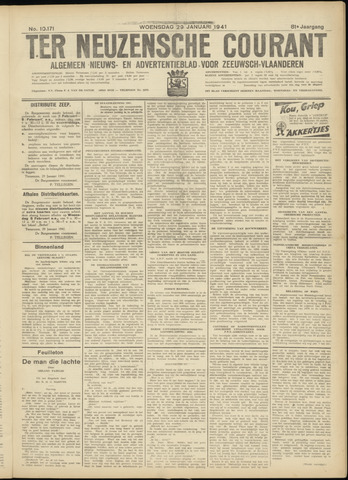 Ter Neuzensche Courant / Neuzensche Courant / (Algemeen) nieuws en advertentieblad voor Zeeuwsch-Vlaanderen 1941-01-29