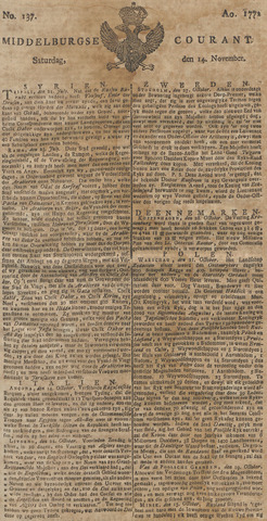 Middelburgsche Courant 1772-11-14