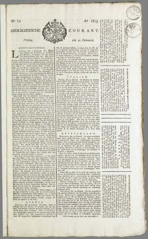 Zierikzeesche Courant 1815-02-10