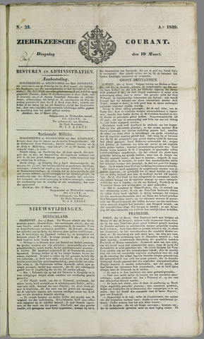 Zierikzeesche Courant 1839-03-19