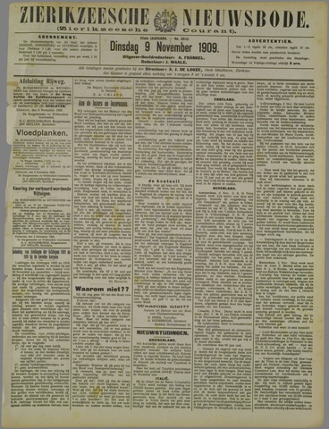 Zierikzeesche Nieuwsbode 1909-11-09