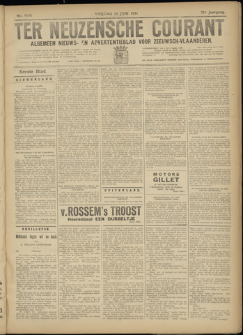 Ter Neuzensche Courant / Neuzensche Courant / (Algemeen) nieuws en advertentieblad voor Zeeuwsch-Vlaanderen 1931-06-19