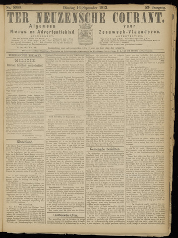 Ter Neuzensche Courant / Neuzensche Courant / (Algemeen) nieuws en advertentieblad voor Zeeuwsch-Vlaanderen 1913-09-16