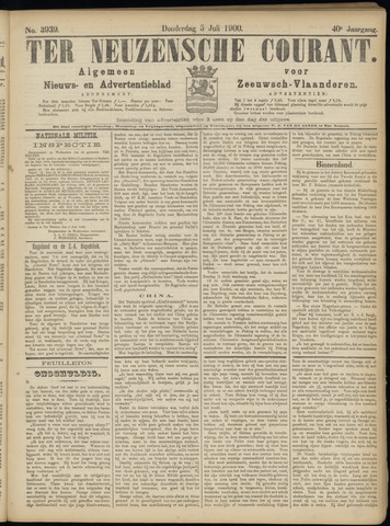 Ter Neuzensche Courant. Algemeen Nieuws- en Advertentieblad voor Zeeuwsch-Vlaanderen / Neuzensche Courant ... (idem) / (Algemeen) nieuws en advertentieblad voor Zeeuwsch-Vlaanderen 1900-07-05