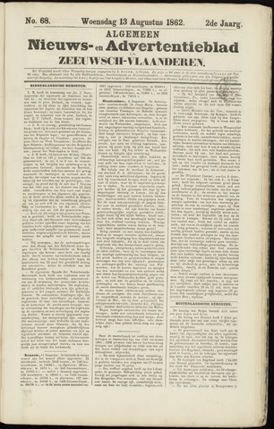 Ter Neuzensche Courant / Neuzensche Courant / (Algemeen) nieuws en advertentieblad voor Zeeuwsch-Vlaanderen 1862-08-13