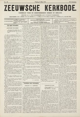 Zeeuwsche kerkbode, weekblad gewijd aan de belangen der gereformeerde kerken/ Zeeuwsch kerkblad 1933-05-19