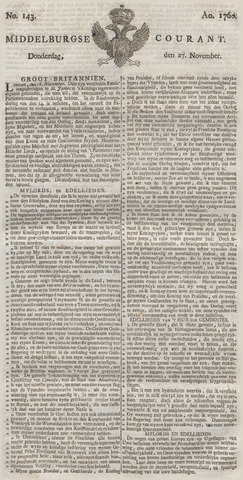 Middelburgsche Courant 1760-11-27
