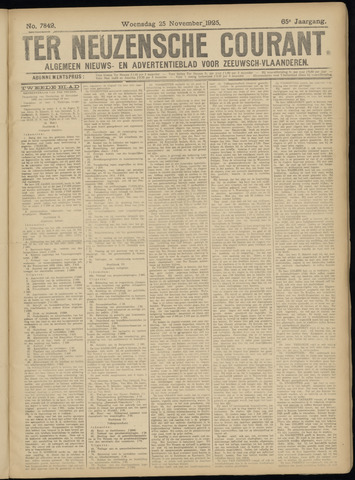 Ter Neuzensche Courant / Neuzensche Courant / (Algemeen) nieuws en advertentieblad voor Zeeuwsch-Vlaanderen 1925-11-25