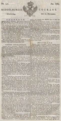 Middelburgsche Courant 1760-11-20