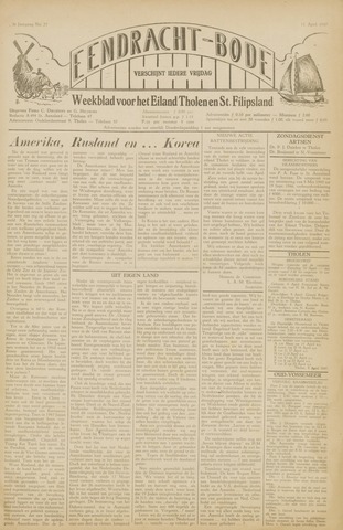Eendrachtbode /Mededeelingenblad voor het eiland Tholen 1947-04-11