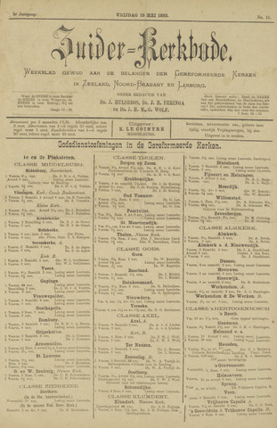 Zuider Kerkbode, Weekblad gewijd aan de belangen der gereformeerde kerken in Zeeland, Noord-Brabant en Limburg. 1893-05-19