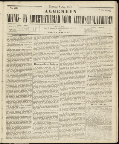 Ter Neuzensche Courant. Algemeen Nieuws- en Advertentieblad voor Zeeuwsch-Vlaanderen / Neuzensche Courant ... (idem) / (Algemeen) nieuws en advertentieblad voor Zeeuwsch-Vlaanderen 1871-07-08